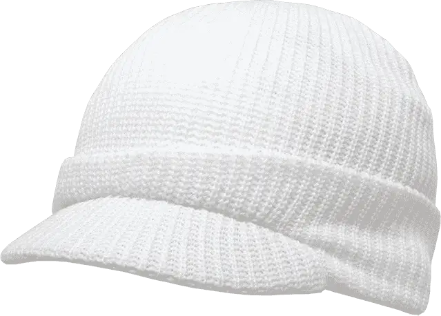 Decky 605 GI Jeep Beanie with Visor - White - White / One Size Fits Most