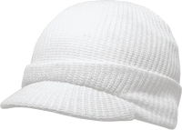 Decky 605 GI Jeep Beanie with Visor - White - White / One Size Fits Most