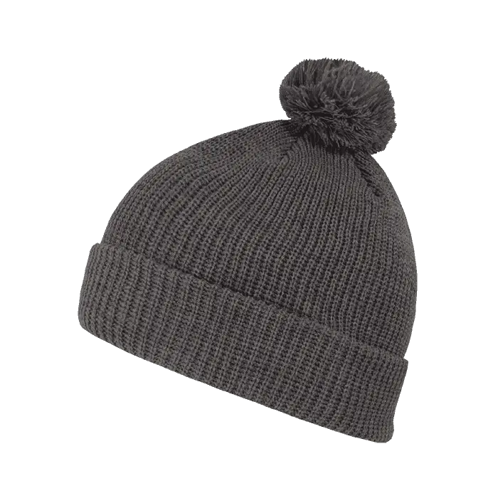 Decky 686 Pom Pom Acrylic Beanie - Heather Charcoal - Dark Gray / One Size Fits Most