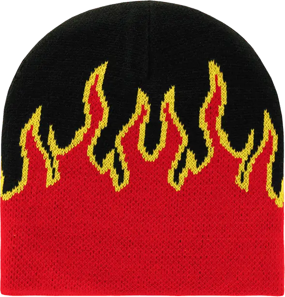 Decky 8003 Fire Beanie - Black Red Yellow - Black Red / One Size Fits Most