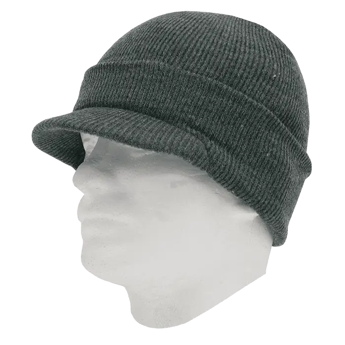 Decky 8009 Jeep Beanie with Visor - Heather Charcoal - Dark Gray / One Size Fits Most