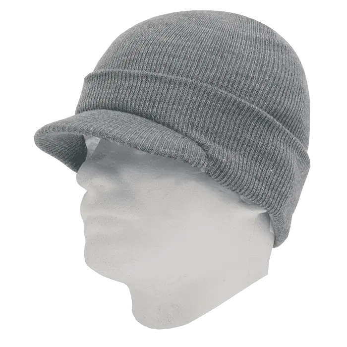Decky 8009 Jeep Beanie with Visor - Heather Gray - Gray / One Size Fits Most