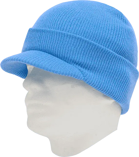 Decky 8009 Jeep Beanie with Visor - Sky - Columbia Blue / One Size Fits Most