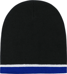 Decky 8015 Double Striped Beanie Black White Royal Black Royal / One Size Fits Most