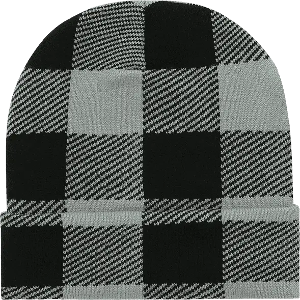 Decky 8027 Long Plaid Beanie - Black - Black / One Size Fits Most