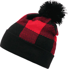 Decky 8028 Pom Plaid Beanie - Red - Red / One Size Fits Most