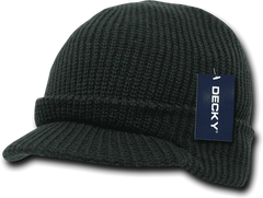 Decky 9052 Youth GI Jeep Beanie with Visor - Black - Black / One Size Fits Most