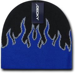 Decky 9055 Kids Fire Beanie - Black Blue Gray - Black Blue / One Size Fits Most