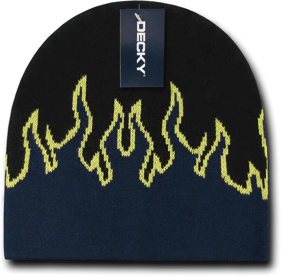 Decky 9055 Kids Fire Beanie - Black Navy Yellow - Black Navy / One Size Fits Most