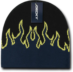 Decky 9055 Kids Fire Beanie - Black Navy Yellow - Black Navy / One Size Fits Most