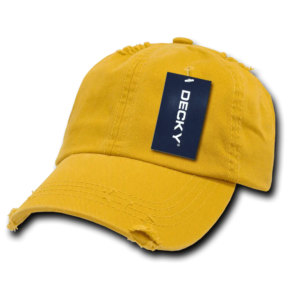 Decky 959 Vintage Frayed Polo Cap - Mango - Orange / One Size Fits Most