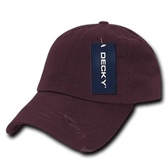 Decky 959 Vintage Frayed Polo Cap - Maroon - Maroon / One Size Fits Most