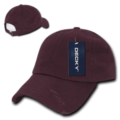 Decky 959 Vintage Frayed Polo Cap - Maroon - Maroon / One Size Fits Most