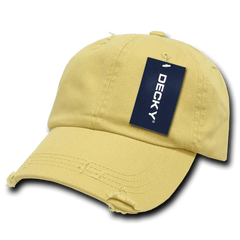 Decky 959 Vintage Frayed Polo Cap - Mustard - Gold / One Size Fits Most