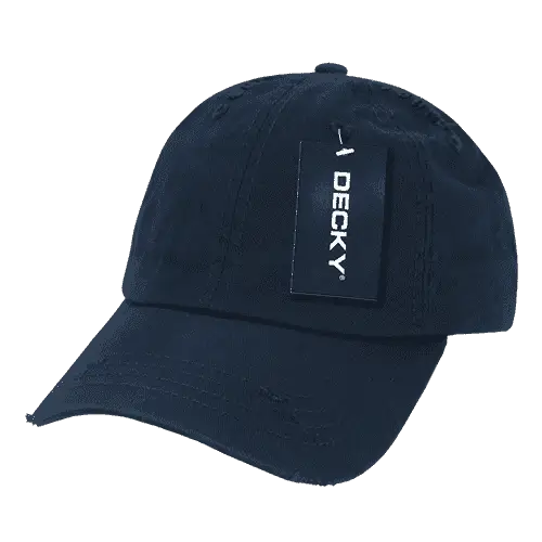 Decky 959 Vintage Frayed Polo Cap - Navy - Navy / One Size Fits Most