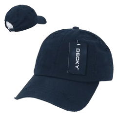 Decky 959 Vintage Frayed Polo Cap - Navy - Navy / One Size Fits Most