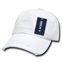 Decky 959 Vintage Frayed Polo Cap - White - White / One Size Fits Most