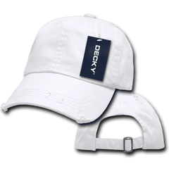 Decky 959 Vintage Frayed Polo Cap - White - White / One Size Fits Most
