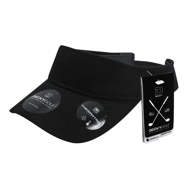 DeckyGolf 6104 Pique Patterned Sun Visor - Black - Black / One Size Fits Most