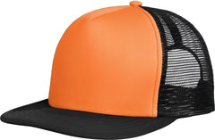 District DT624 Flat Bill Snapback Trucker Cap - Neon Orange - Orange / One Size Fits Most