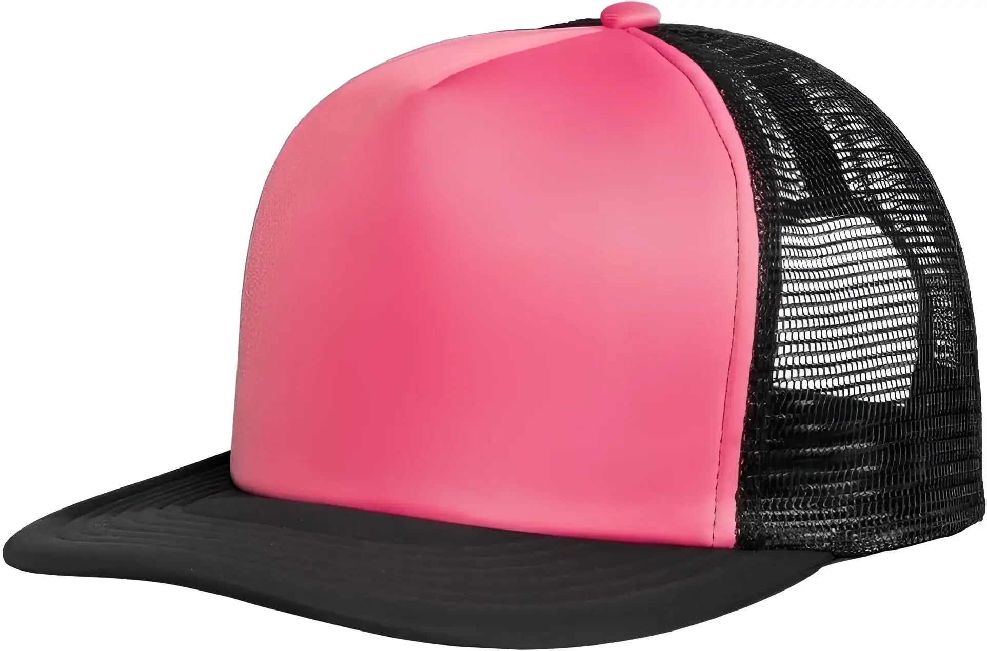 District DT624 Flat Bill Snapback Trucker Cap - Neon Pink - Pink / One Size Fits Most