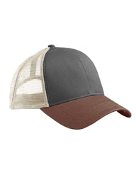 econscious EC7070 Eco Trucker Cap - Charcoal Legacy Brown Oyster - Dark Gray Ivory / One Size Fits Most
