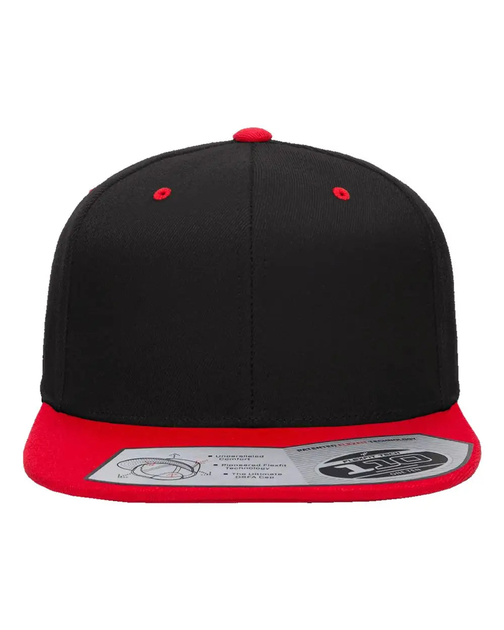 Flexfit 110F 110® Snapback Cap - Black Red - Black Red / One Size Fits Most