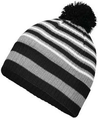 Holloway 223815 8 1/2’’ Spirit Pom Beanie - Black Heather Gray White - Black Gray / One Size fits Most