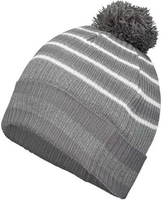 Holloway 223815 8 1/2’’ Spirit Pom Beanie - Graphite Heather Gray White - Dark Gray Gray / One Size fits Most