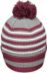 Holloway 223815 8 1/2’’ Spirit Pom Beanie - Maroon Heather Gray White - Maroon Gray / One Size fits Most