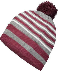 Holloway 223815 8 1/2’’ Spirit Pom Beanie - Maroon Heather Gray White - Maroon Gray / One Size fits Most
