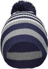 Holloway 223815 8 1/2’’ Spirit Pom Beanie - Navy Heather Gray White - Navy Gray / One Size fits Most