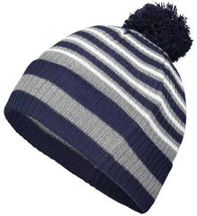 Holloway 223815 8 1/2’’ Spirit Pom Beanie - Navy Heather Gray White - Navy Gray / One Size fits Most