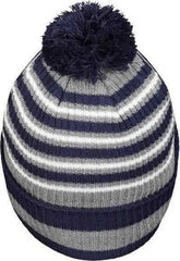 Holloway 223815 8 1/2’’ Spirit Pom Beanie - Navy Heather Gray White - Navy Gray / One Size fits Most