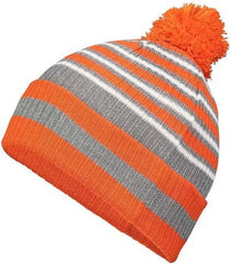 Holloway 223815 8 1/2’’ Spirit Pom Beanie - Orange Heather Gray White - Orange Gray / One Size fits Most