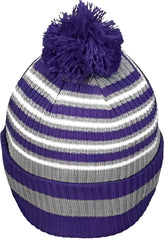 Holloway 223815 8 1/2’’ Spirit Pom Beanie - Purple Heather Gray White - Purple Gray / One Size fits Most