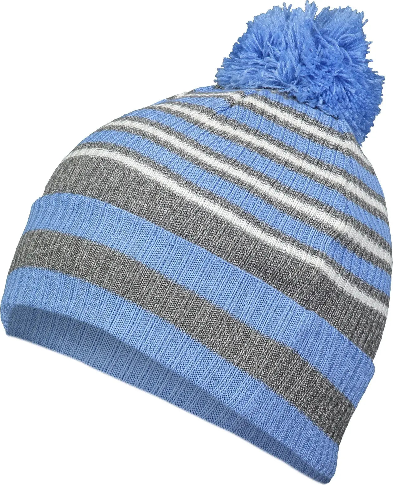 Holloway 223815 Spirit Pom Beanie - Columbia Blue Heather Gray White - Columbia Blue Gray / OS