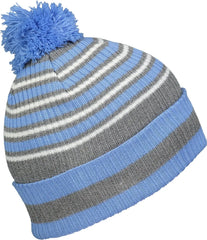Holloway 223815 Spirit Pom Beanie - Columbia Blue Heather Gray White - Columbia Blue Gray / OS