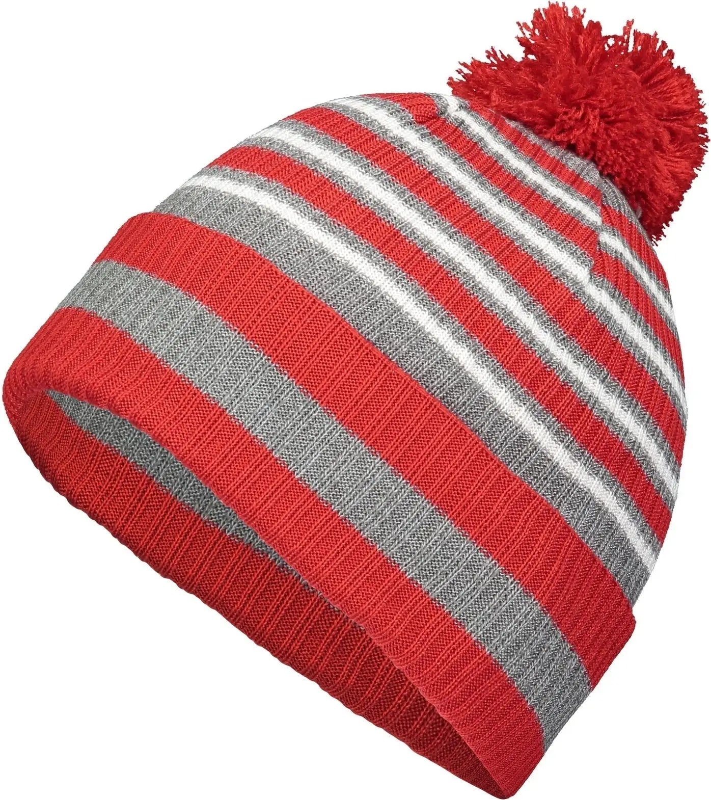 Holloway 223815 Spirit Pom Beanie - Red Heather Gray White - Red Gray / OS