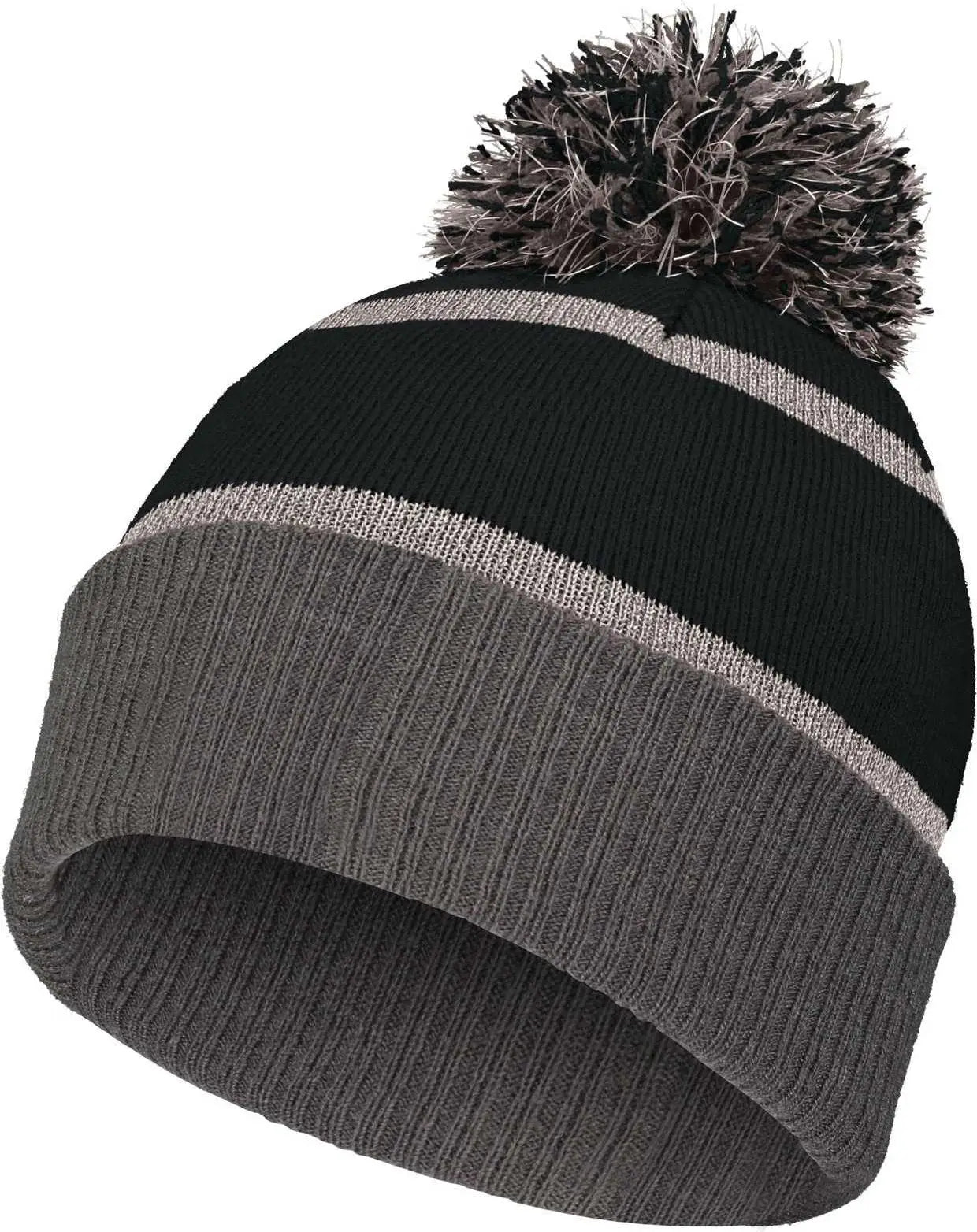 Holloway 223816 Reflective Beanie with Cuff - Black Carbon - Black Dark Gray / Adult OSFM