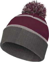 Holloway 223816 Reflective Beanie with Cuff - Maroon Carbon - Maroon Dark Gray / Adult OSFM