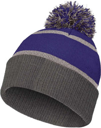 Holloway 223816 Reflective Beanie with Cuff - Purple Carbon - Purple Dark Gray / Adult OSFM
