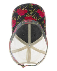 Infinity Her JANET Women’s Printed Bill with Mesh Back Cap - Black Floral Khaki - Black Khaki / One Size Fits Most