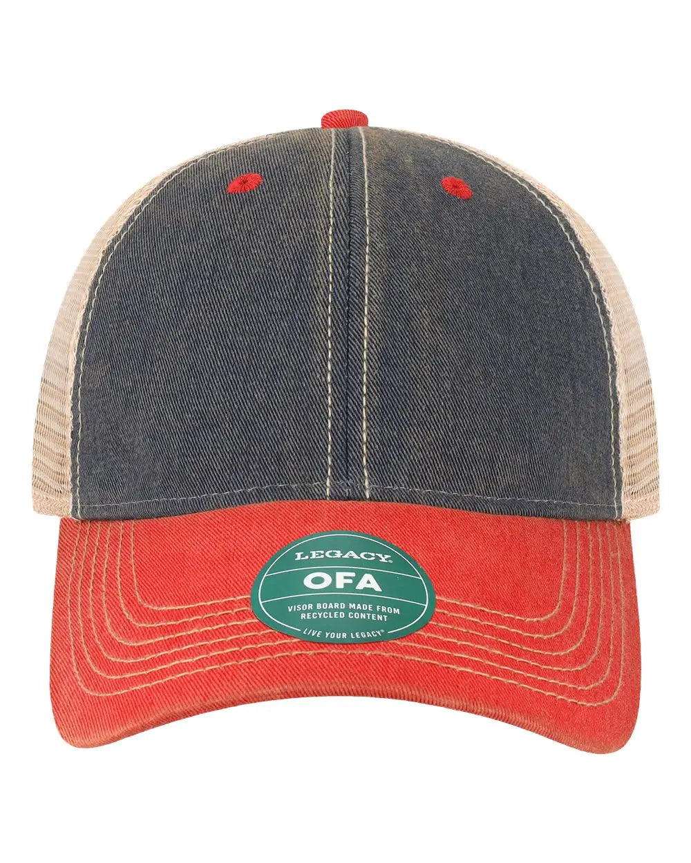LEGACY OFA Old Favorite Trucker Cap - Navy Scarlet Red Khaki - Navy Red / One Size Fits Most