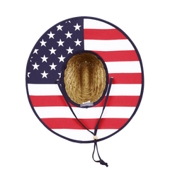 Lunada Bay 528 Mat Straw Lifeguard Hat - USA - Red Blue / One Size Fits Most