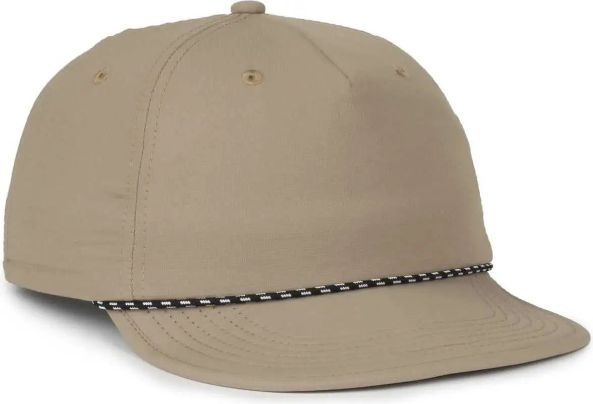 OC Sports OC 504 Packable Flat Visor With Cord Cap - Khaki - Khaki / OSFM