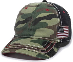 OC Sports AGC-100 Adjustable Cap - Generic Camo Black American Flag - Green Black / 6 7/8’’ - 7 1/2’’
