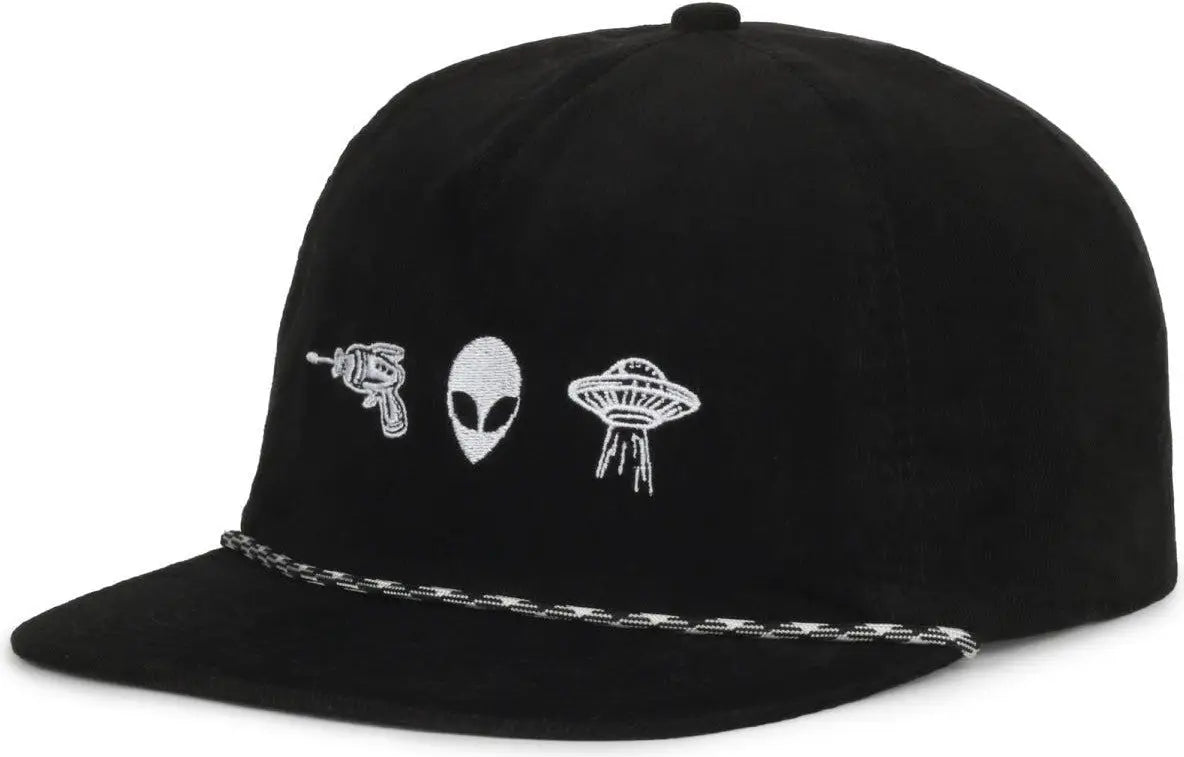 OC Sports ALIEN02 Mid Crown Dad Cap - Black - Black / 6 7/8’’ - 7 1/2’’