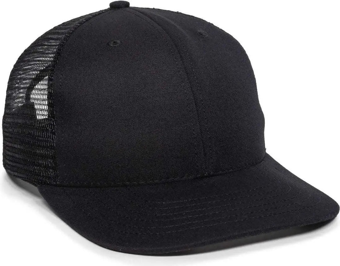 OC Sports AM-101M USA Made Mesh Back Cap - Black - Black / 6 7/8’’ - 7 1/2’’