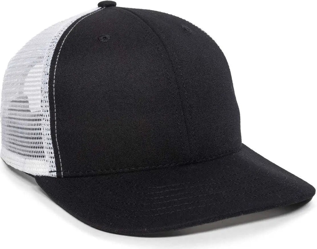 OC Sports AM-101M USA Made Mesh Back Cap - Black White - Black White / 6 7/8’’ - 7 1/2’’